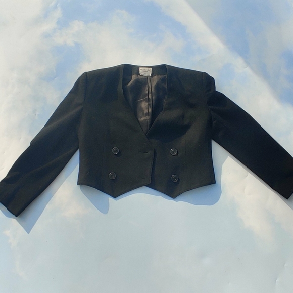 Vintage Black Wool Cropped Blazer - Picture 1 of 4